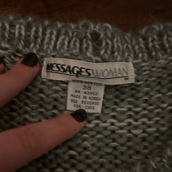 Vintage Novelty Print Grey and Blue Knitted Sweater Vest - Picture 7 of 7